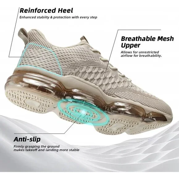 Men's Khaki Running Shoes Fashion Casual Walking Tennis Sneakers Trail Sport Gym